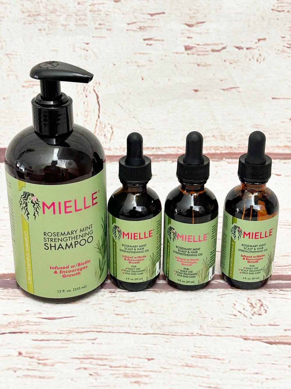 MIELLE Rosemary Mint Strengthening Shampoo And Scalp Hair Oil Set New